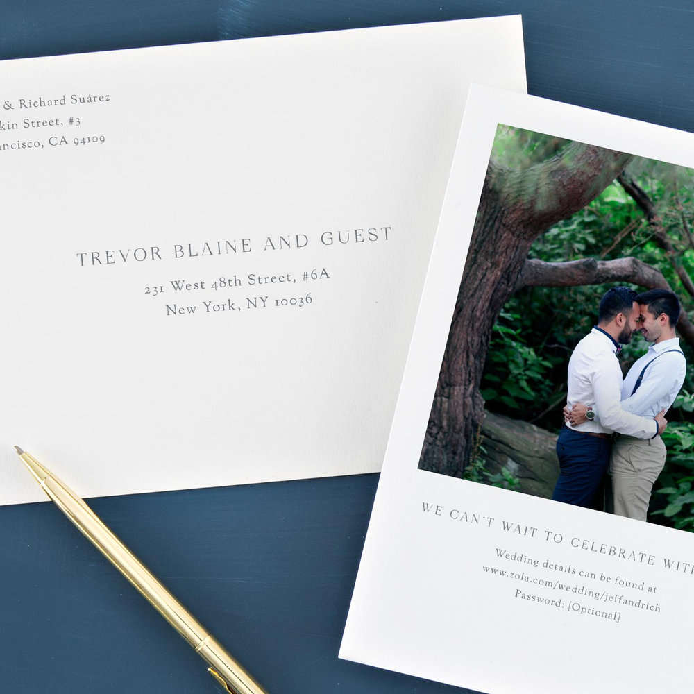 Denver Portrait | Dusty Blue | Zola Wedding Invitations