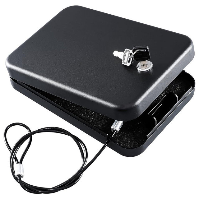 Dalmbox Gun Safe for Pistols Small Handgun Lock Box with Combination Lock Portable Travel Pistol Safe for Car, Home, Travel