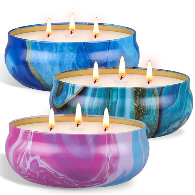 Large Citronella Candle Outdoor, Soy Wax Scented Candle Set 3 Wick | Aromatherapy Candle Bulk for Home Patio Yard Garden Camping BBQ