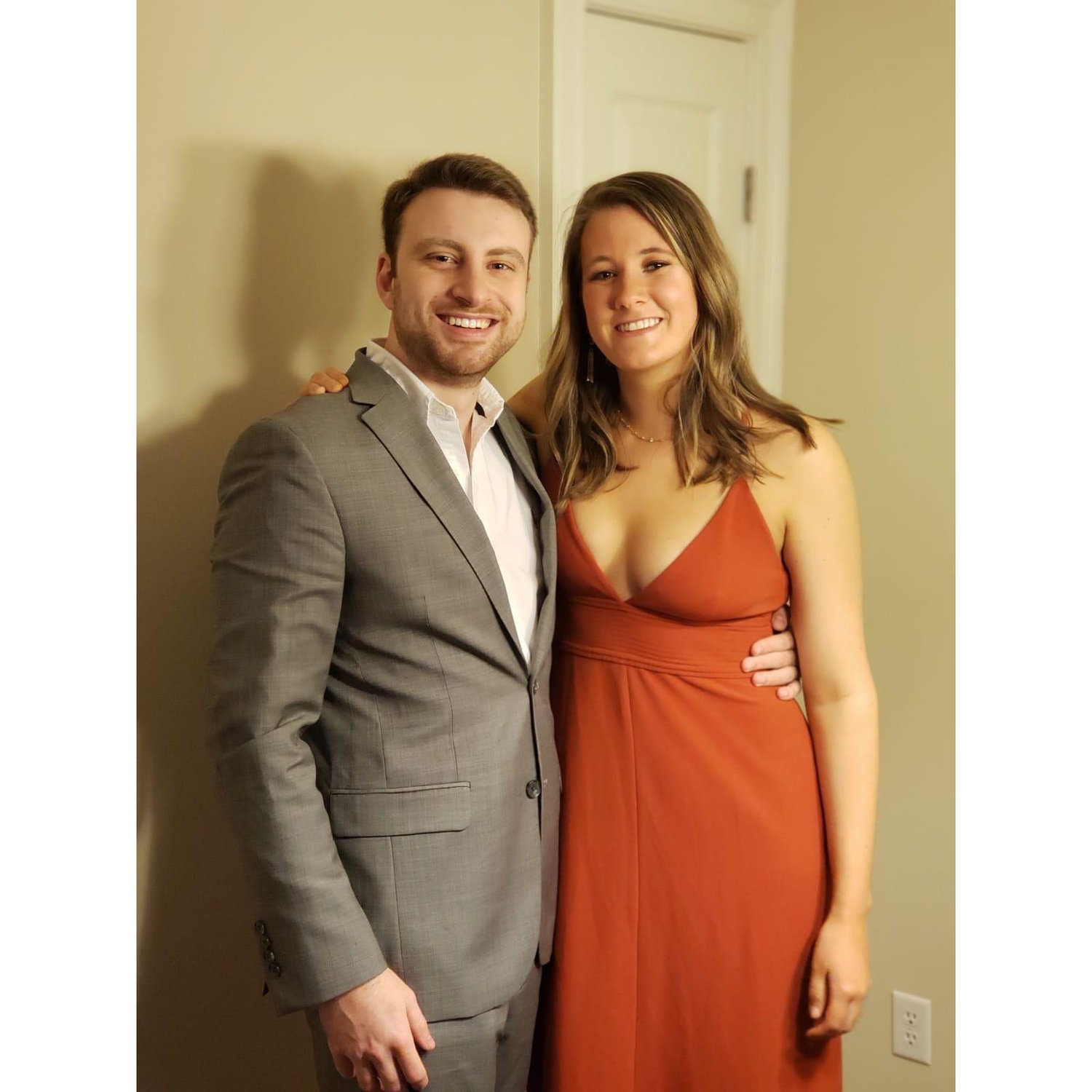 March 2019: Natalie and Anthony graduate from college date parties to medical school proms.