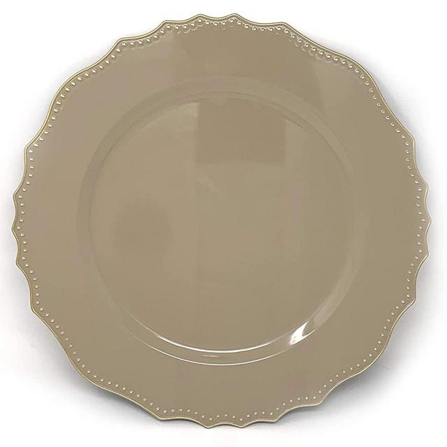 allgala 13-Inch 6-Pack Heavy Quality Round Charger Plates-Floral Tan-HD80347