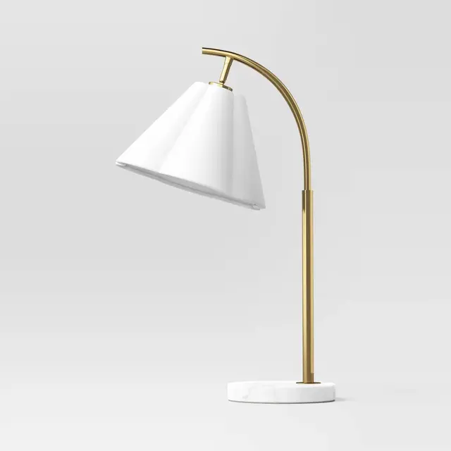 Scalloped Shade Table Lamp with Marble Base White - Threshold™