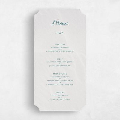 Blue Ticket Wedding Menu - Havasu