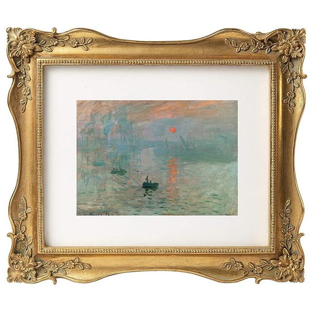 ASOWIN 8 x 10 Antique Picture Frame with Corner Flower Decor for 8 x 10 or 5 x 7 Photos with White Mat,Wall and Tabletop Gallery Decor, Vintage Gold…