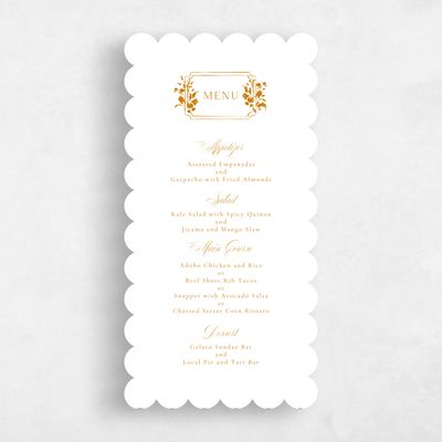 Orange Scalloped Wedding Menu - Emelina
