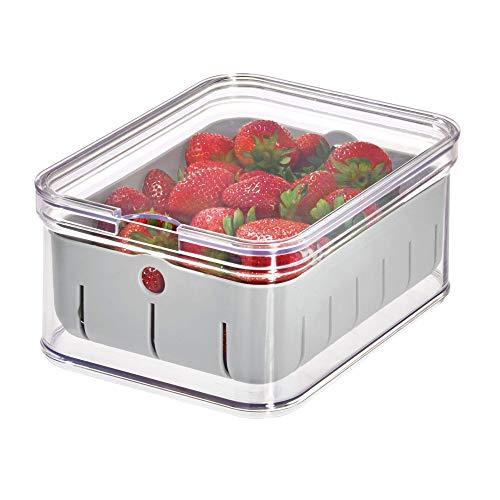 iDesign Crisp Plastic Refrigerator and Pantry Modular Bin with Removable Inner Basket Perfect for Washing Berries, Fruit, Vegetables, BPA Free, 8.32" x 6.32" x 3.88",