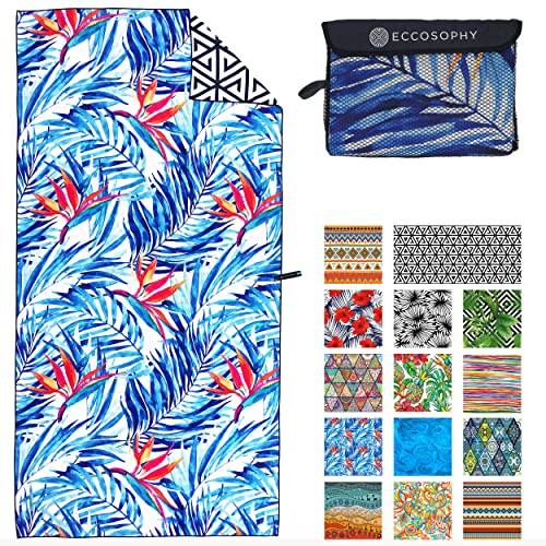 ECCOSOPHY Microfiber Beach Towel - Quick Dry Pool Towels 71x35 inches Oversized Travel Towel - Lightweight Compact Beach Accessories - Large Sand Free Micro Fiber Beach Towels (Tahiti)