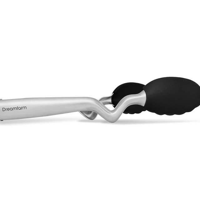 Dreamfarm Clongs Grippy Silicone & Stainless Steel Kitchen Cooking Tongs with Click-Lock Open & Close - 9" Black