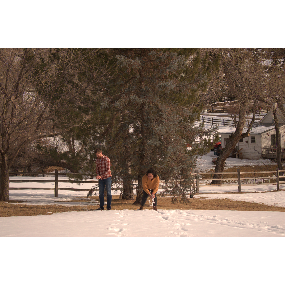 The couple who snowball fights together, stays together.