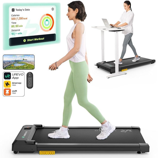 UREVO Walking Pad Treadmills for Home Small, Under Desk Treadmill, Compact Design Walking Pad 2 in 1 for Home/Office, Portable Walking Pad Treadmill with Remote Control, LED Display
