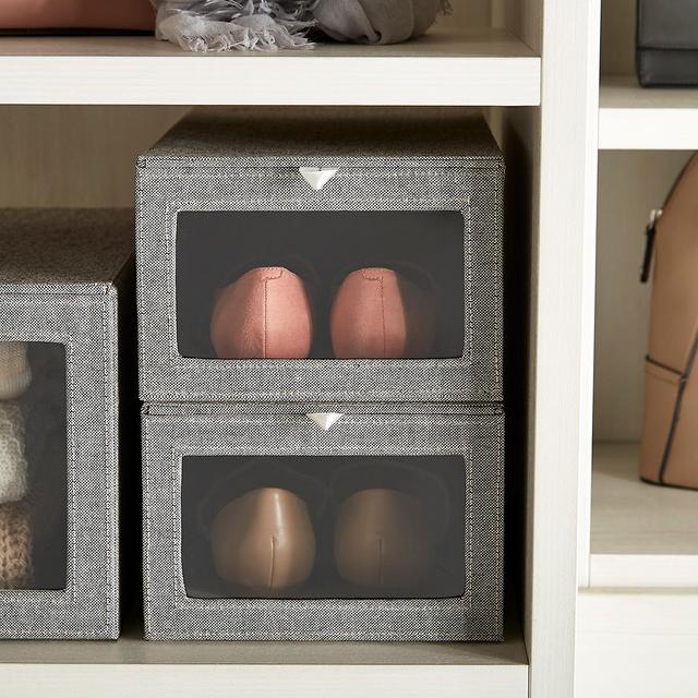 Grey Drop-Front Shoe Box