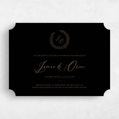 Black Ticket Wedding Invitation - Mathias Landscape