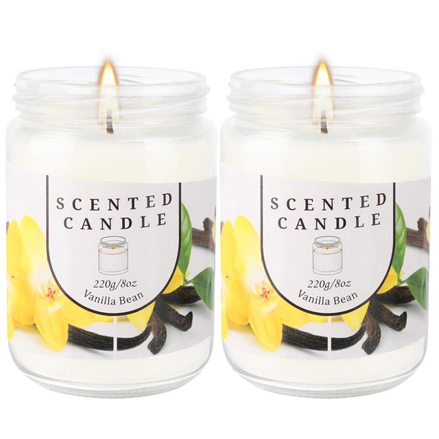 2 Pack Vanilla Bean Odor Elimination Scented Candles Gift Set for Women, Soy Wax Aromatherapy Candles for Home