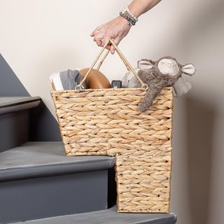 Handwoven Water Hyacinth Wicker Stair Basket