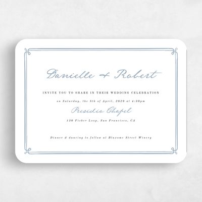 Blue Rounded Wedding Invitation - Elspeth Landscape