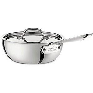 All-Clad 4212 Stainless Steel Tri-Ply Bonded Dishwasher Safe Saucier Pan with lid / Cookware, 2-Quart, Silver