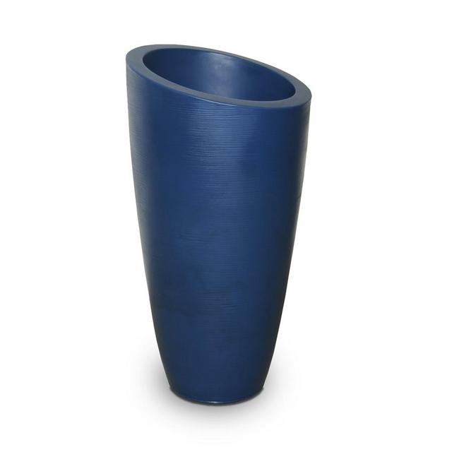Mayne 16-in x 32-in Neptune Blue Resin Round Planter
