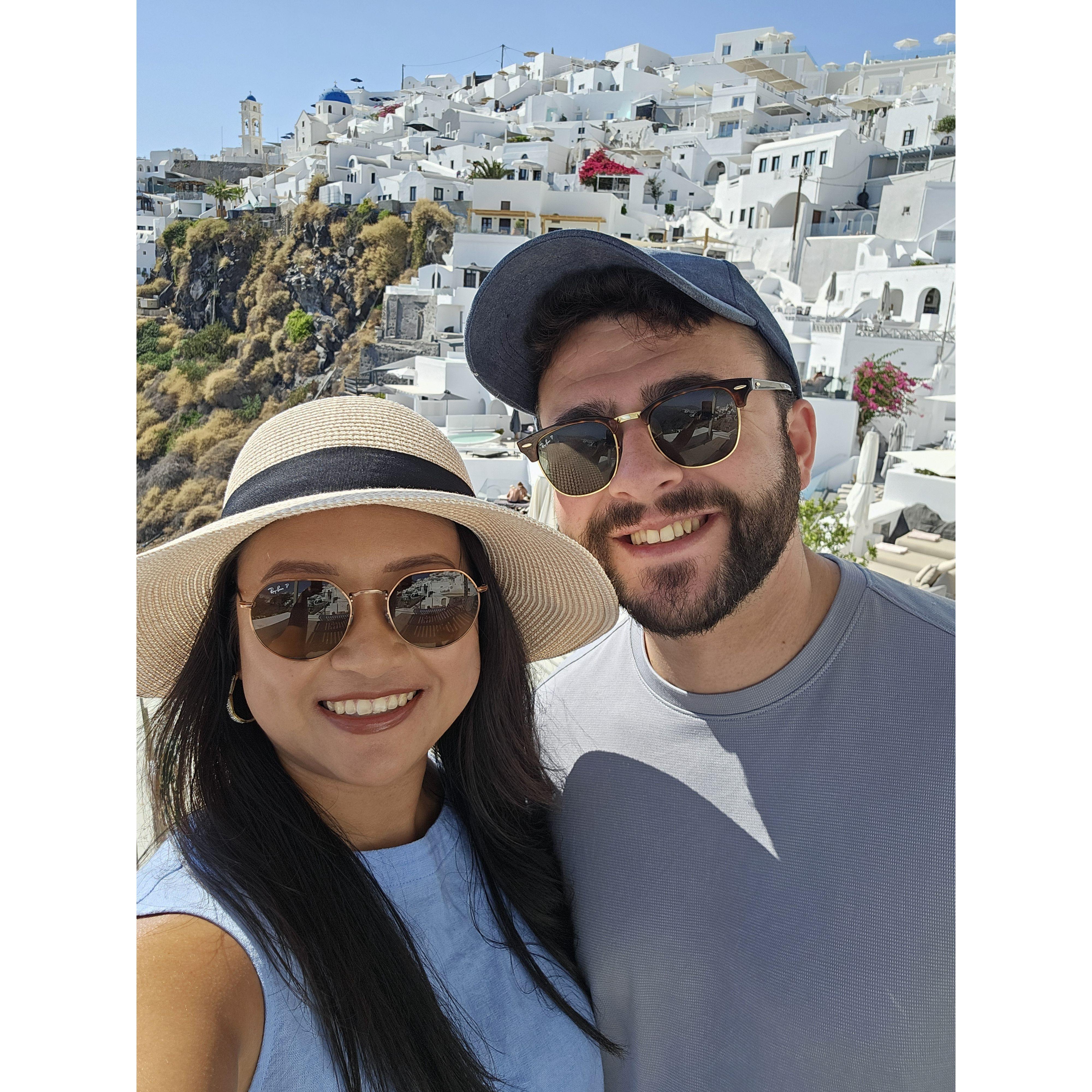 Taken on the private terrace attached to our hotel room in Santorini!
