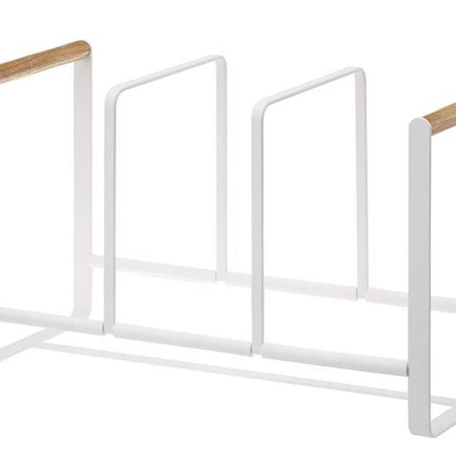 YAMAZAKI home Tosca Wood-Accented Dish Storage Rack – Kitchen Organizer Holder Stand