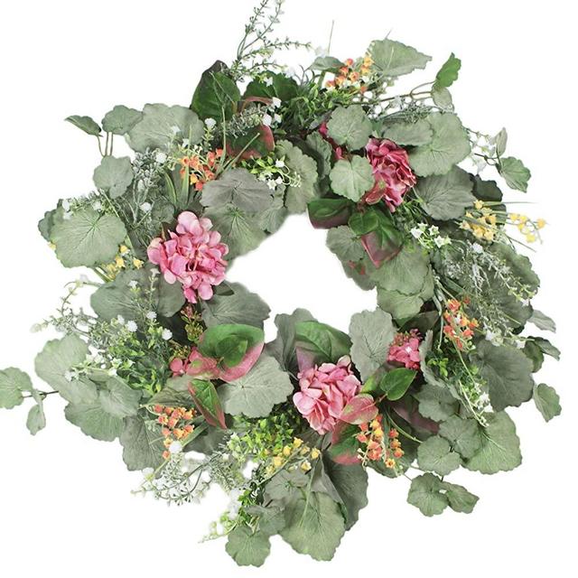 Delicaft Silk Spring Door Wreath- 20 Inch，Beautiful Handcrafted Mix Flowers Front Porch Decoration