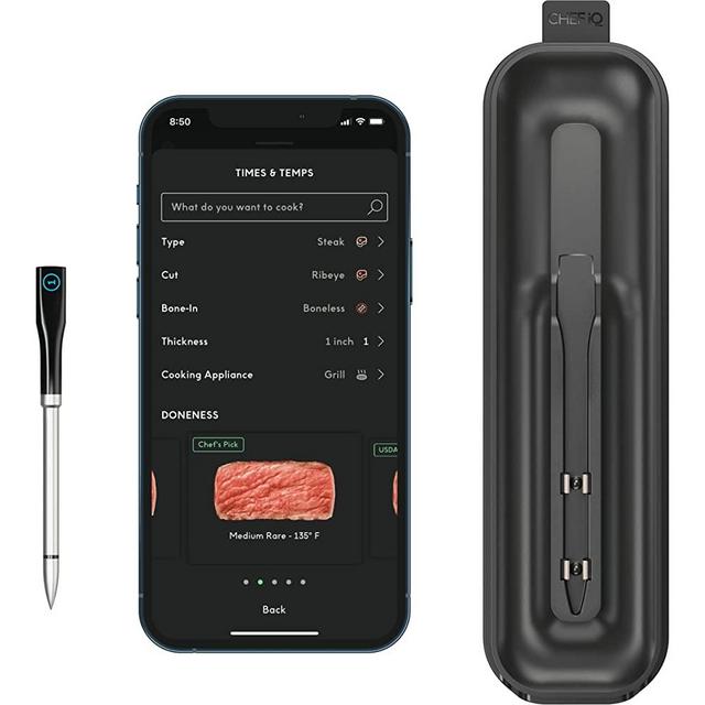CHEF iQ Smart Digital Meat Thermometer, Unlimited Wireless Range, Bluetooth & WiFi Enabled Cooking Thermometer with Ultra-Thin Probe for Remote Monitoring of BBQ, Oven, Smoker, Air Fryer, Stove