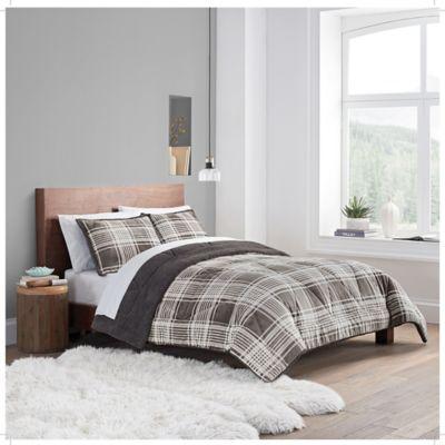 UGG AVERY COMFORTER SET CHARCOAL PLAID KING