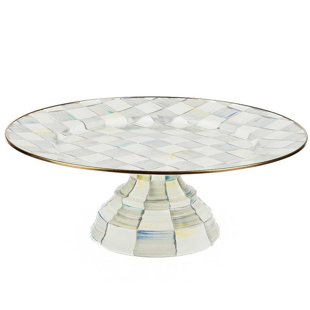MACKENZIE-CHILDS Sterling Check Enamel Pedestal Platter - Large