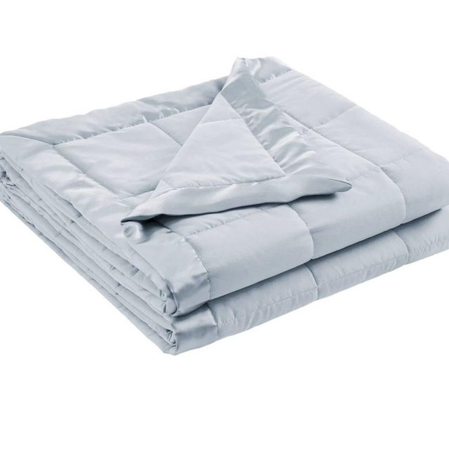 Madison Park Windom Lightweight Down Alternative Bed Blanket with Satin Trim - Blue, FULL/QUEEN