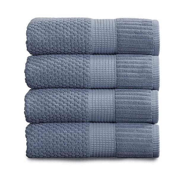 100% Cotton Bath Towel 4 Pack | Super Soft & Absorbent Quick-Dry Bath Towels 30" x 52" |Textured and Durable Cotton | Trinity Collection (4 Pack Bath Towel, Flint Stone)