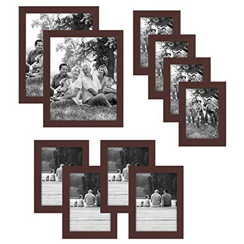 Americanflat 10-Piece Multi Pack Mahogany Frames; Includes (2) 8x10 Frames, (4) 5x7 Frames, (4) 4x6 Frames