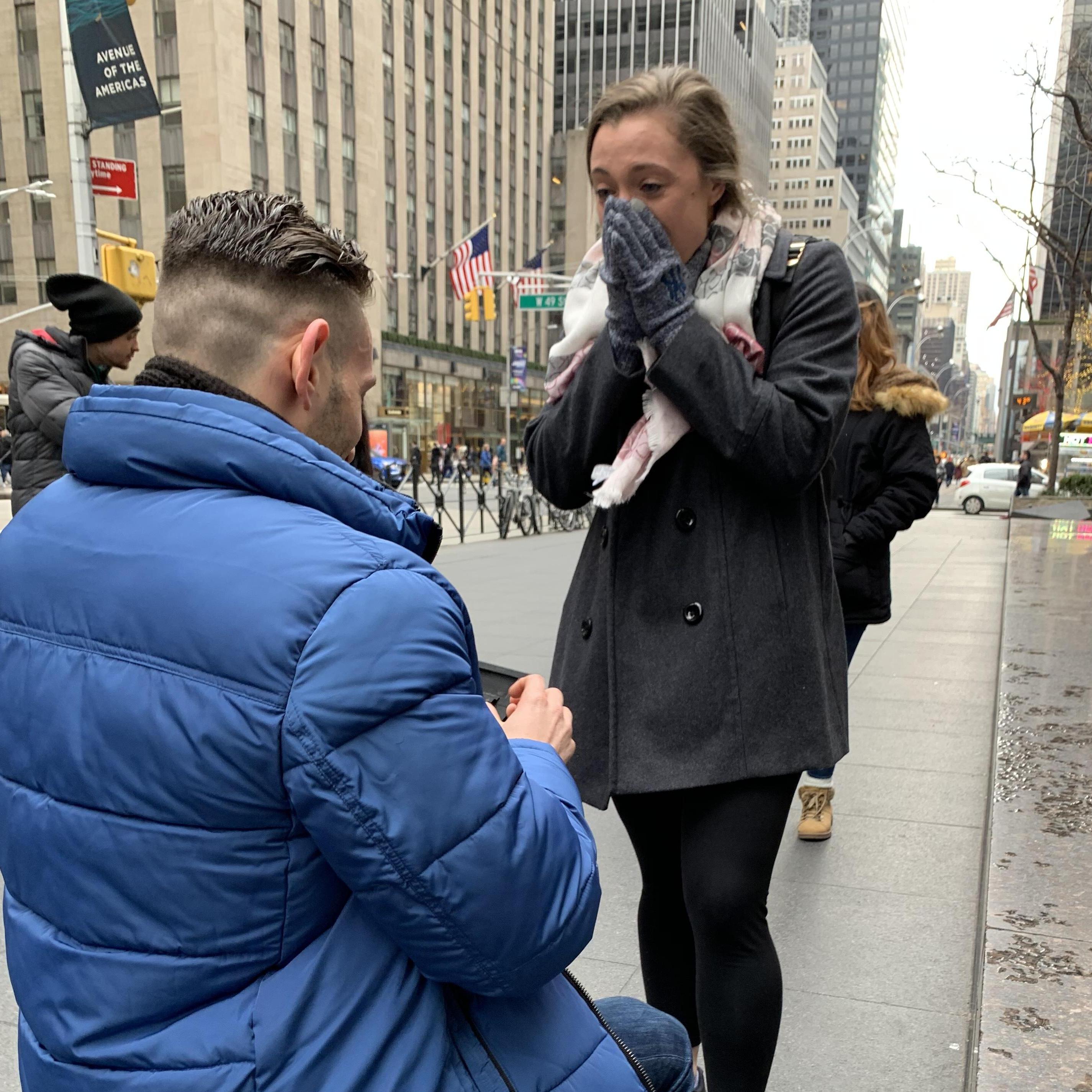 2/2/20 the moment he proposed in front of Radio City Music Hall in NYC