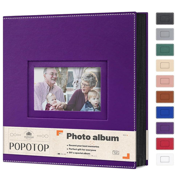 Popotop Photo Album 4x6 500 Pockets with Leather Hardcover Cover, Large Photo Album Binder Book with 50Pcs Pages for Family Travel Wedding Baby Gifts