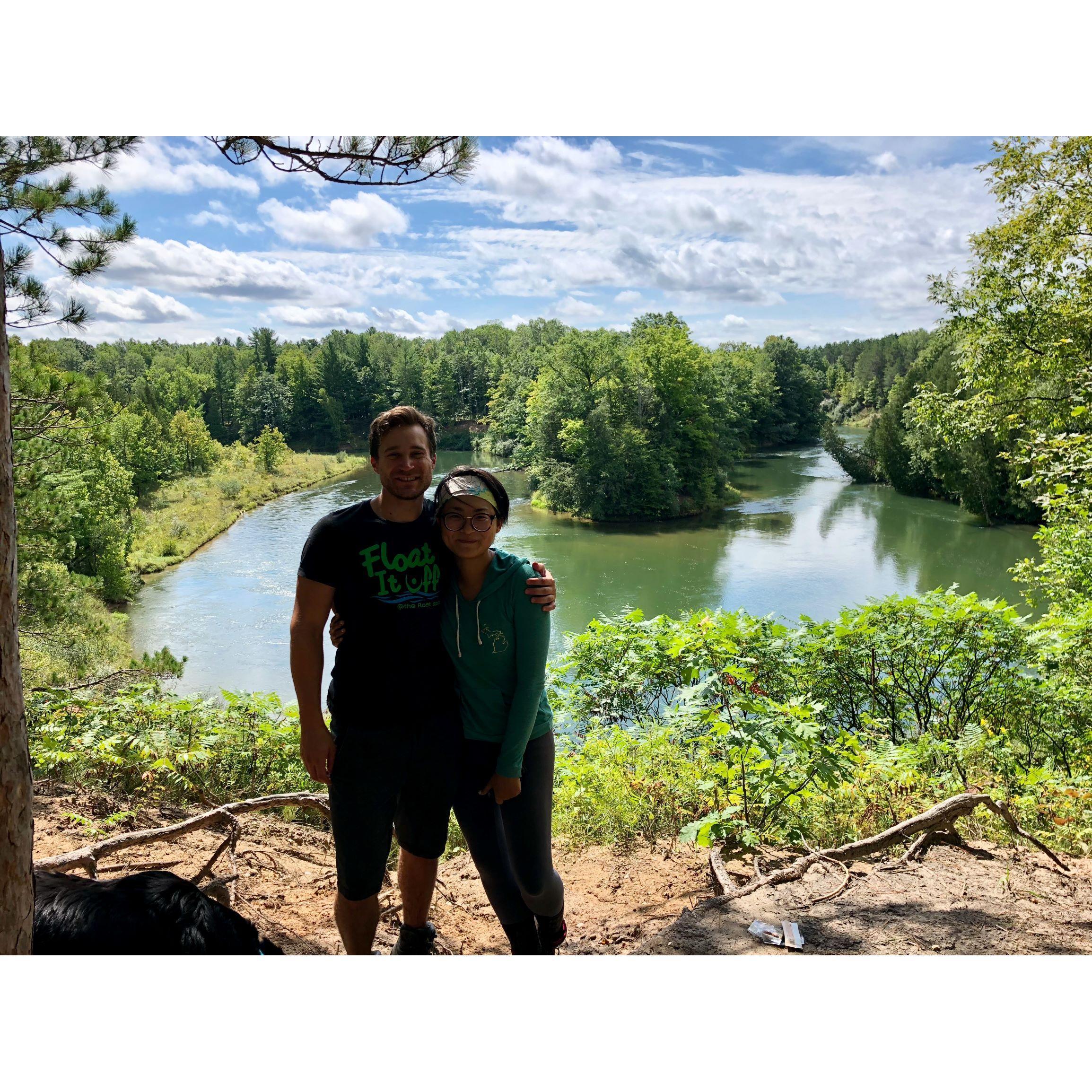 First backpacking trip - survived the entire Manistee River Loop complete with thunderstorms and murderous biking clown people