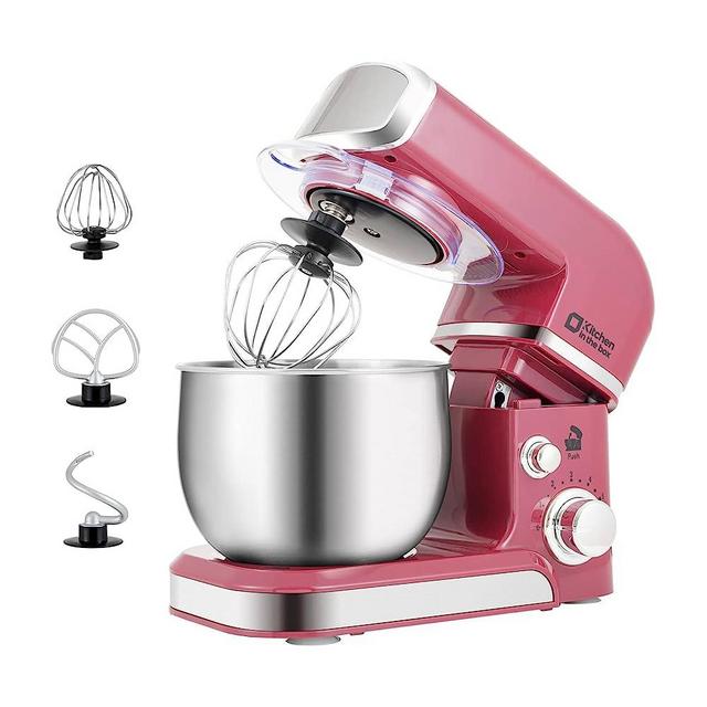 Kitchen in the box Stand Mixer,3.2Qt Small Electric Food Mixer,6 Speeds Portable Lightweight Kitchen Mixer for Daily Use with Egg Whisk,Dough Hook,Flat Beater (Purplish-red)