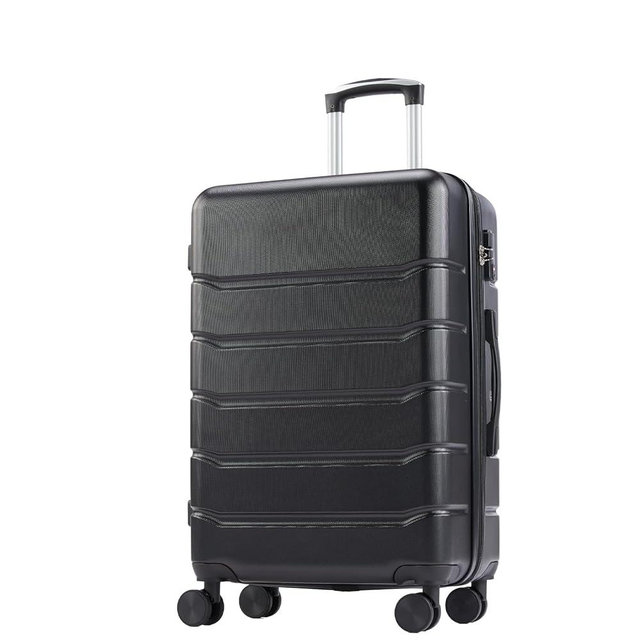 OLIXIS 24 Inch Luggage, Hardside Suitcase with Spinner Wheels, Lightweight ABS Hard Shell Checked Luggage, TSA Approved Lock, Expandable Medium Suitcase for Travel & Business–Black