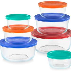 Pyrex 14-Pc Glass Food Storage Set - 7, 4, 2 & 1-Cup Round Containers with Lids - BPA-Free, Dishwasher & Microwave Safe