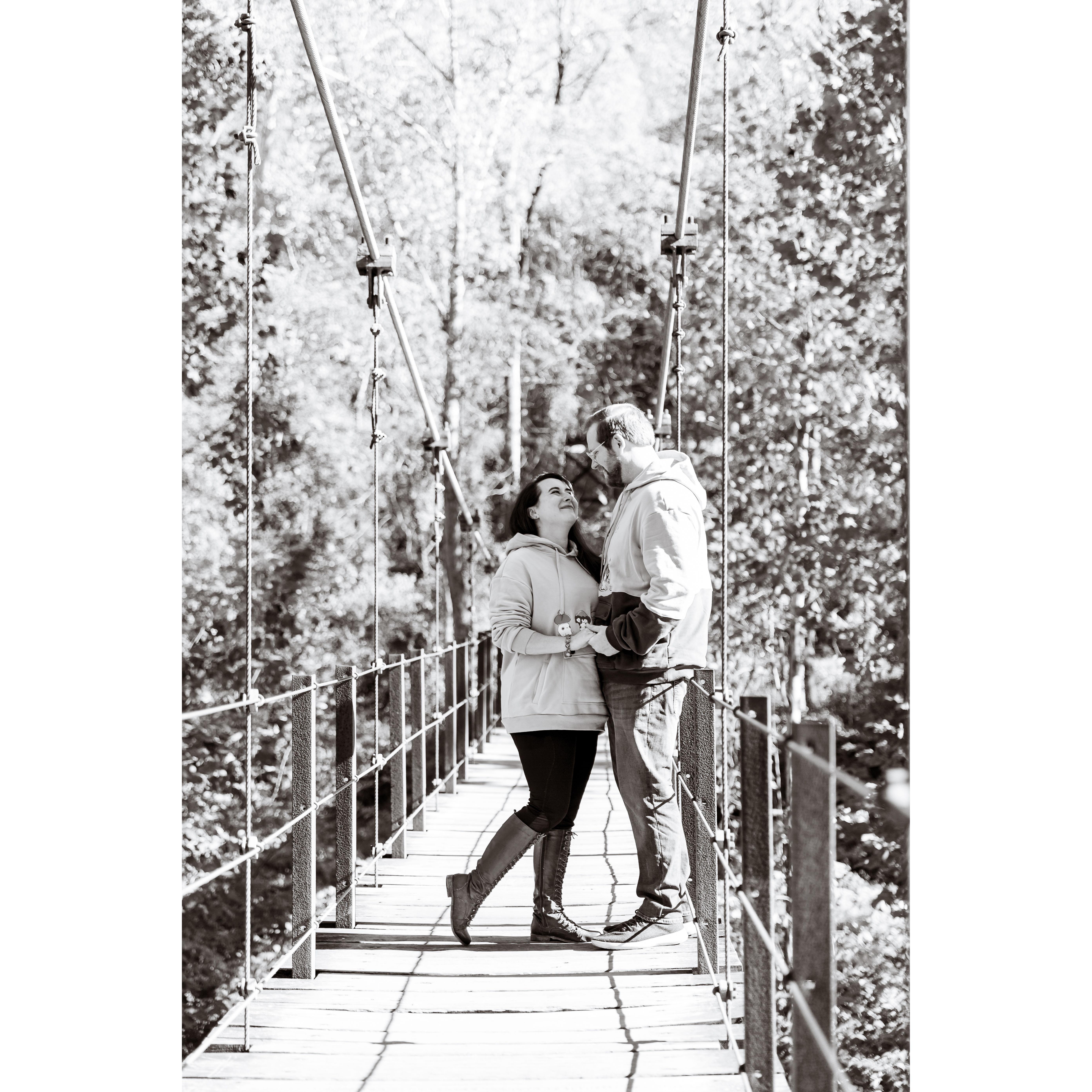 October 2024 Engagement Photo session.  We love our matching Mushling sweaters.