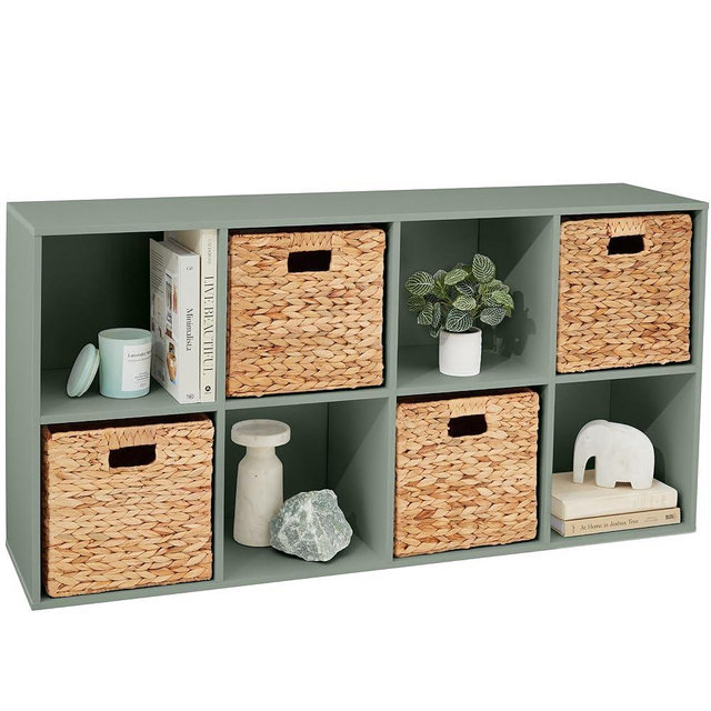 Best Choice Products 8-Cube Storage Organizer, 11in Shelf Opening, Bookcase, Display Shelf, Customizable w/ 3 Removable Back Panels – Sage