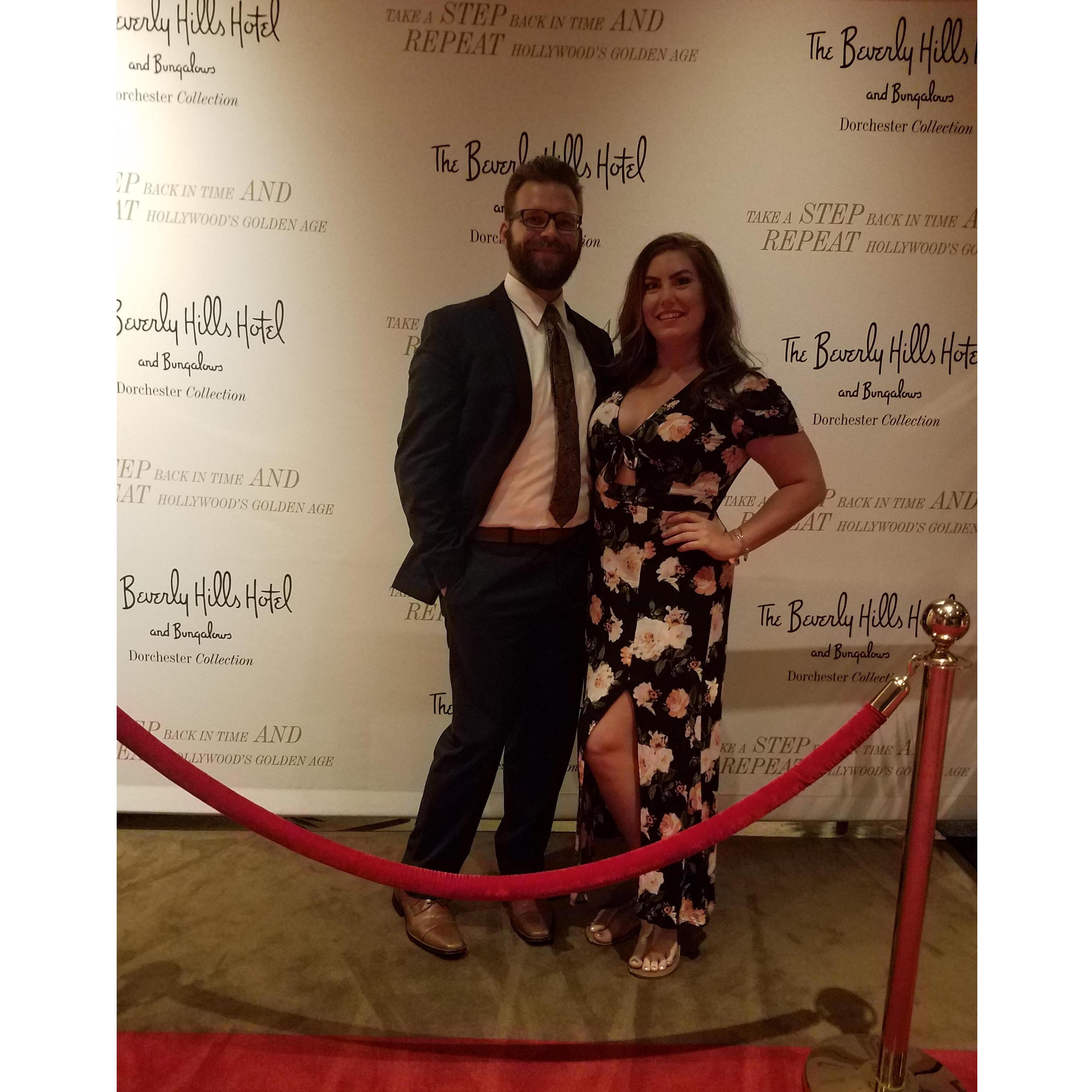 Us at the Beverly Hills Hotel in California.