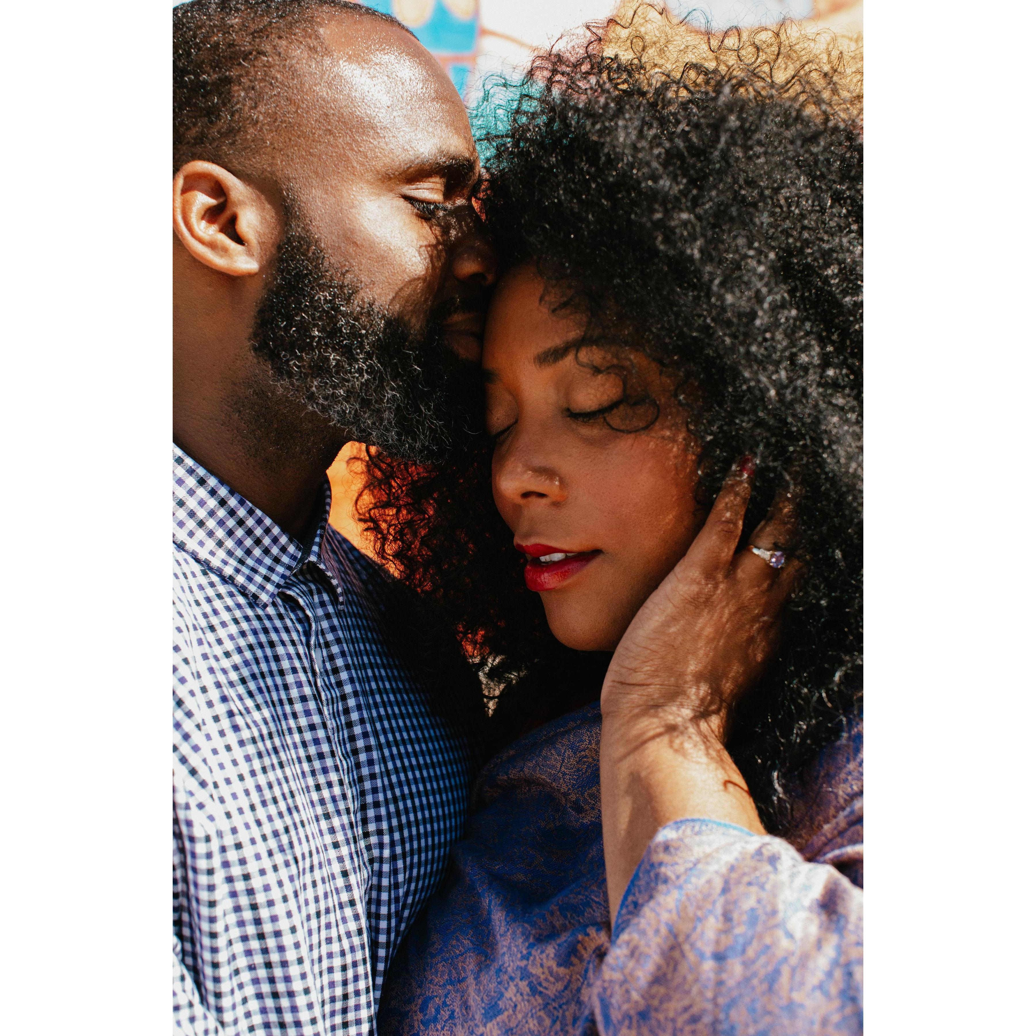 A close up of the kiss