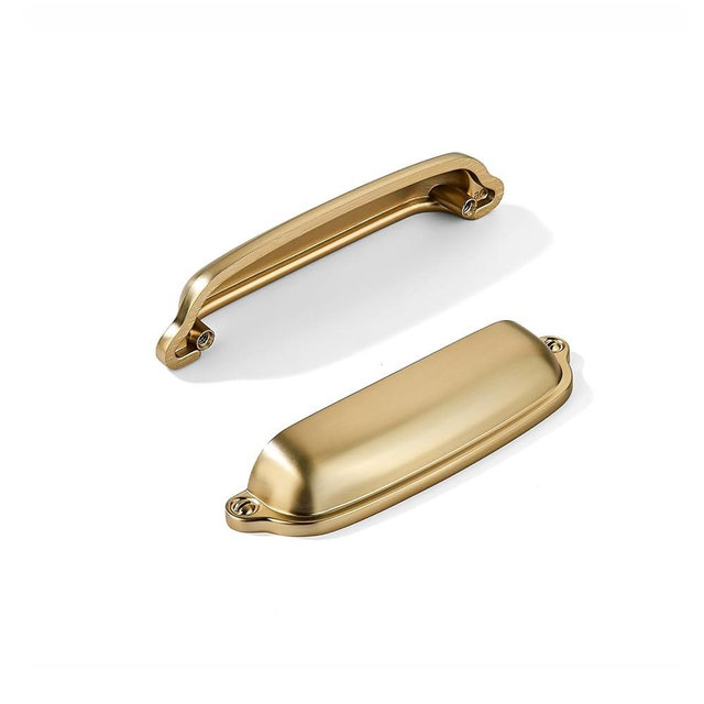 khtumeware 10 Pack Champagne Bronze Cup Pulls 4 Inch Center to Center - Cabinet & Drawer Handles for Kitchen Hardware