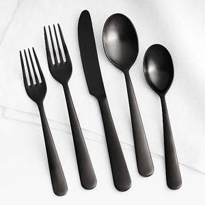 Jett Black Satin 20-Piece Flatware Set