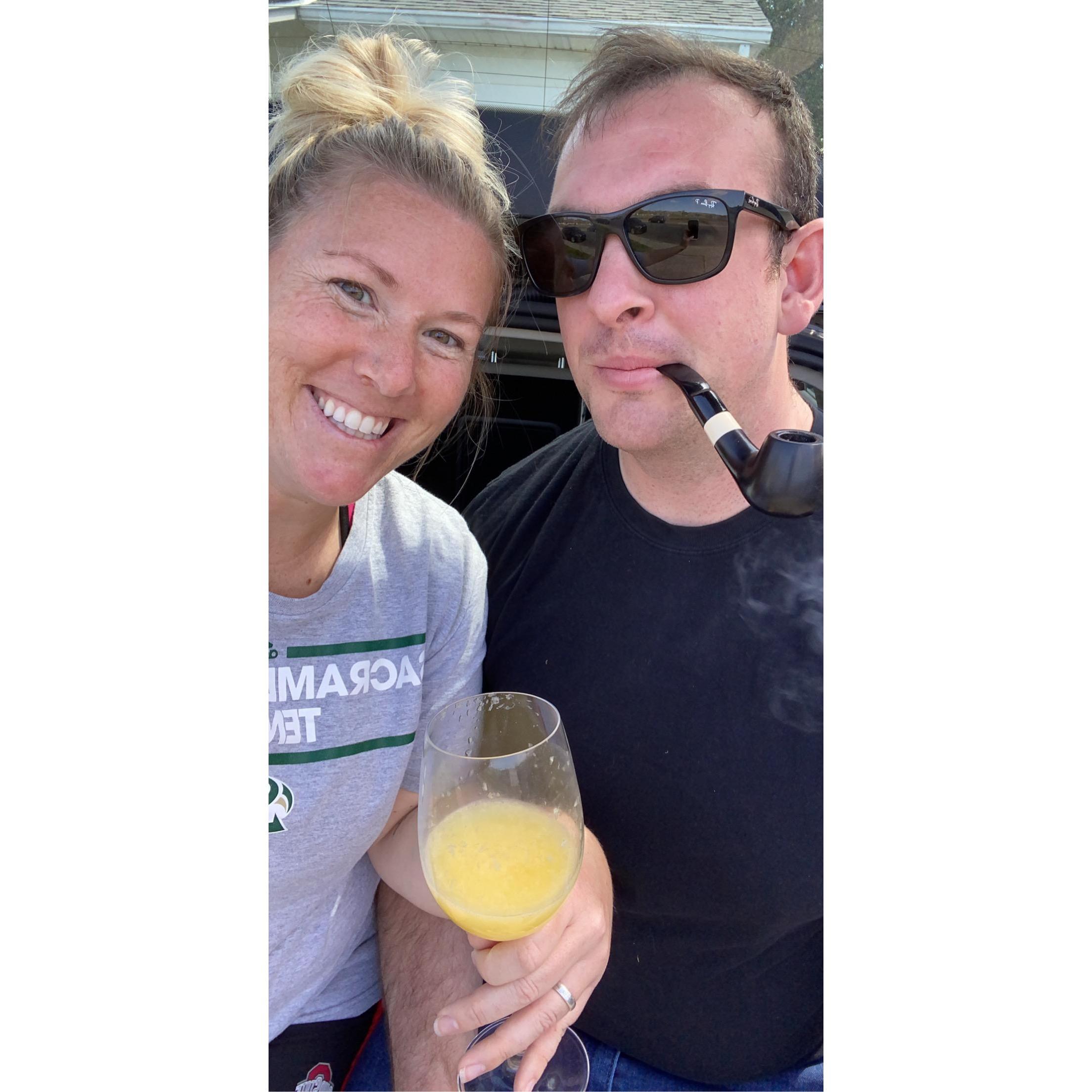 The peak of our "quarantine" days... we had mimosas in our driveway!