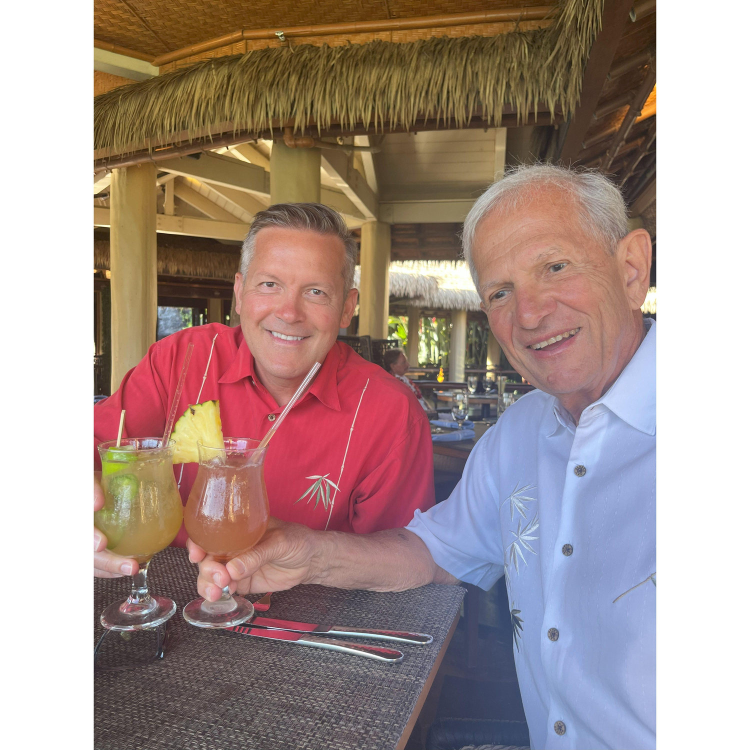 Dining at Tidepools in Kauai--Dave and Paul