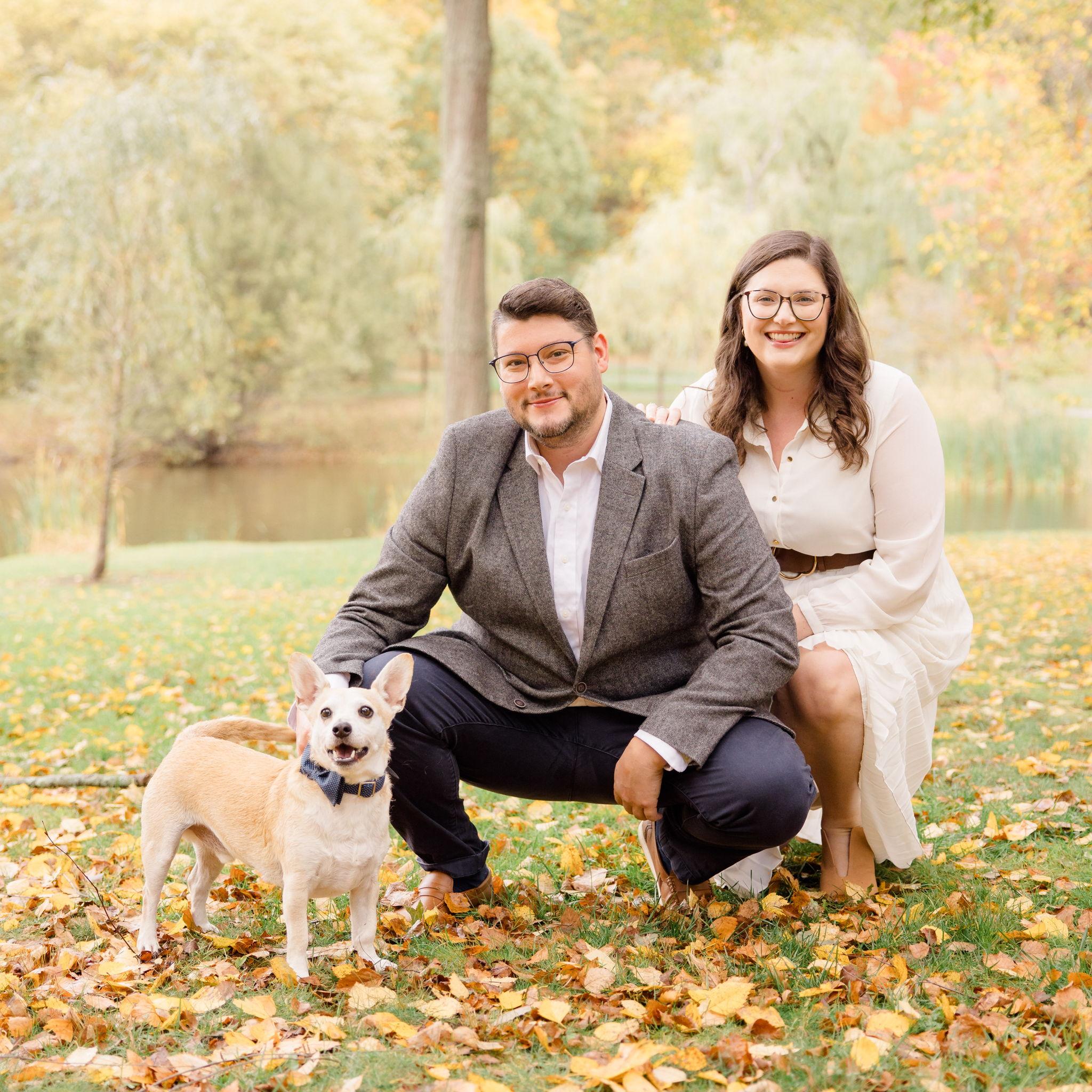 Our little family! Our pup Walter was best-dressed for the day.