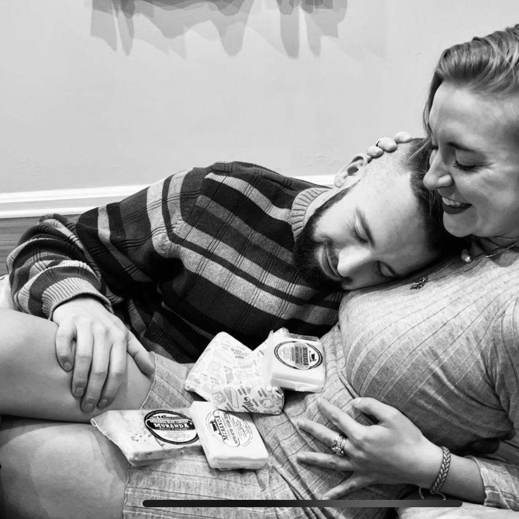 January 2023 - In what some would say is the funniest prank of all time (Corinne would say this), Jamie and Corinne welcomed their beloved cheese baby at their new home together in Maryland.
