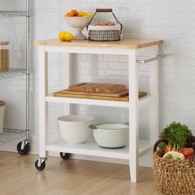 Trinity Wood Kitchen Cart in White