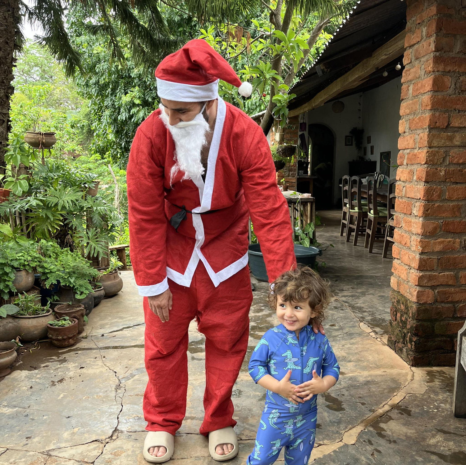 Father Christmas brought goodies for Mona's nephews and they had a delayed celebration together