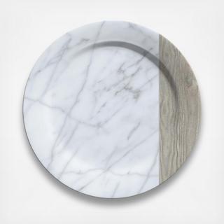 Carrara & French Oak Melamine Charger Plate, Set of 6