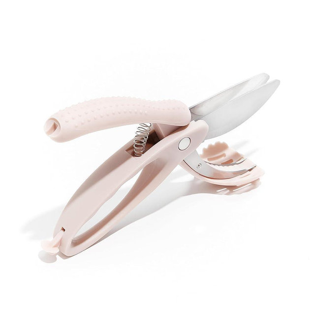 COOK WITH COLOR Salad Chopper Scissors: Effortlessly Slice, Chop, and Toss Your Salad with Precision - Ergonomic Design for Easy Handling - Stainless Steel Blades for Efficient Cutting - (Pink)